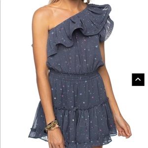 One shoulder star print dress